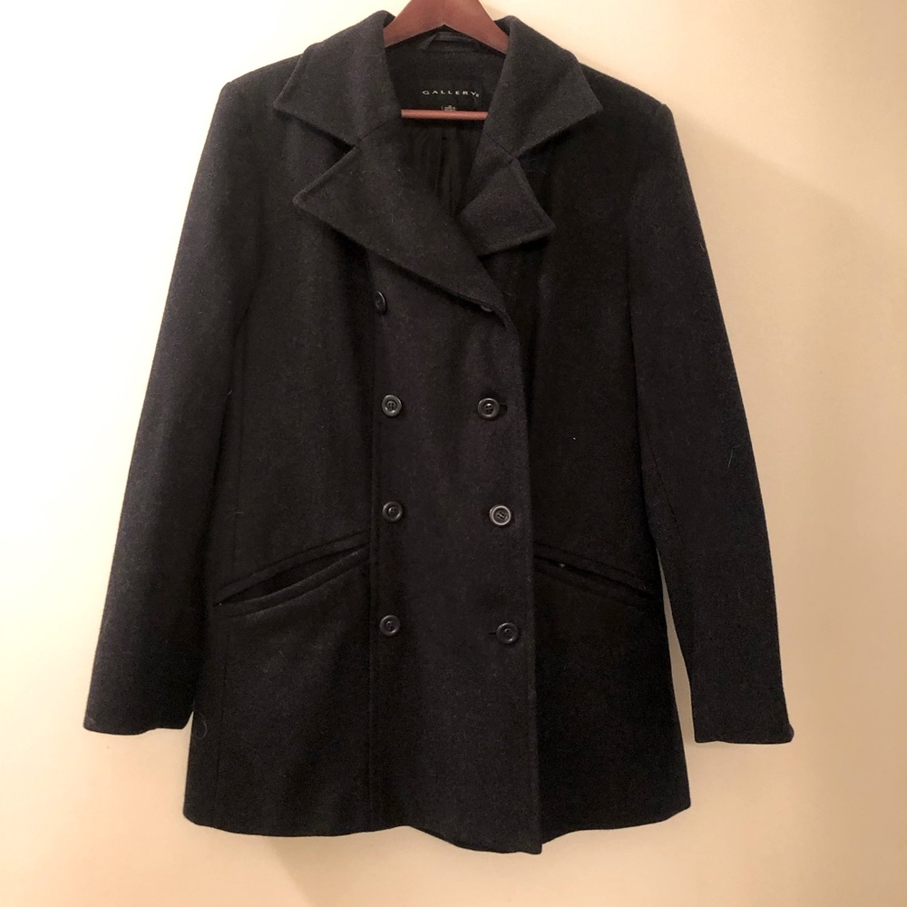 Wool-blend Black Heather Winter Pea Coat